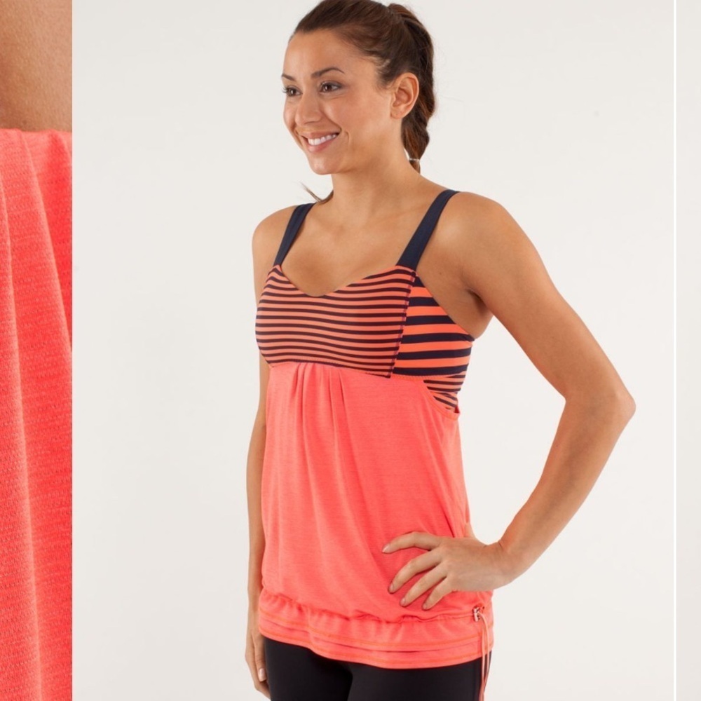 Lululemon Run Back On Track Tank Sea Stripe Light Flare Inkwell
